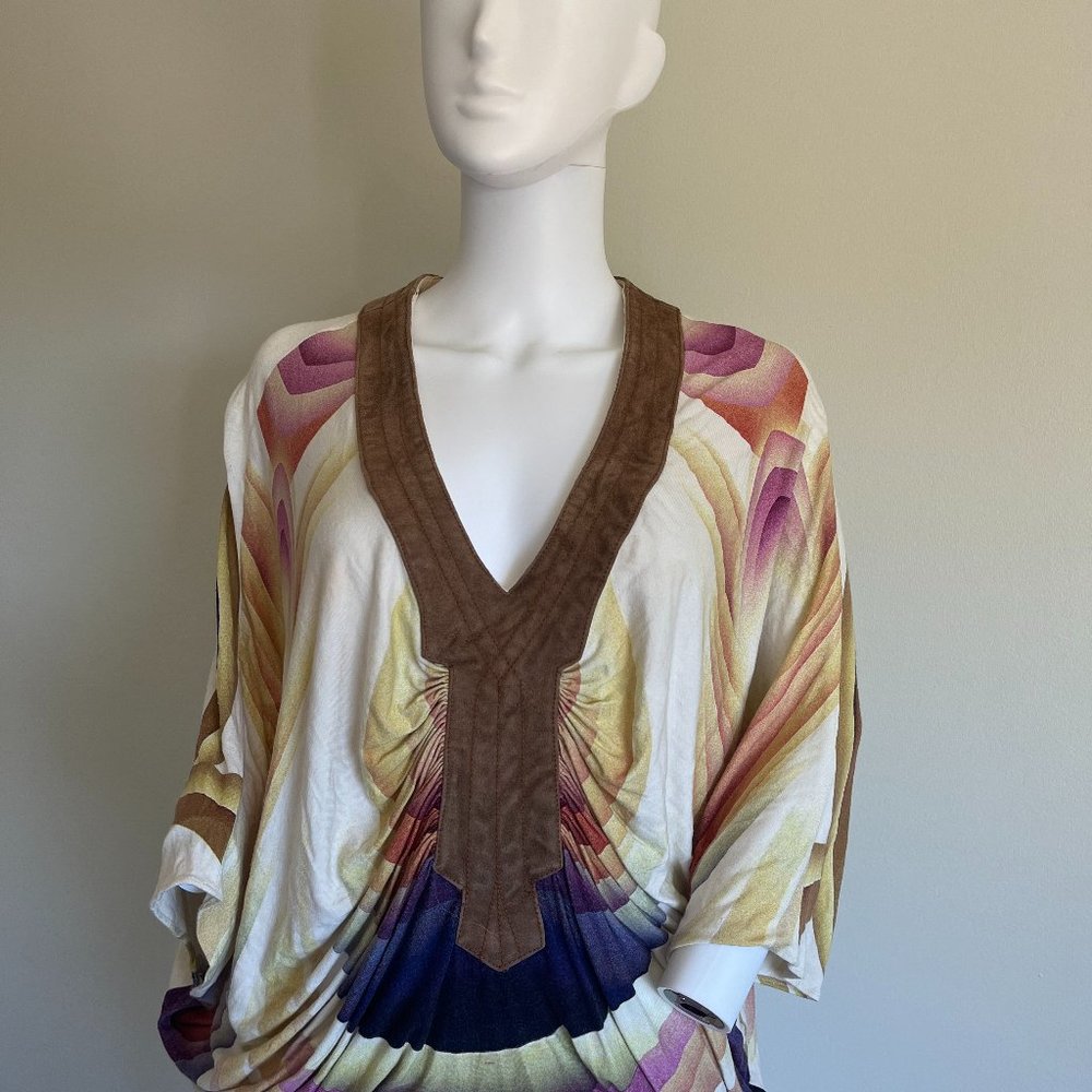 Sky top with suede detail